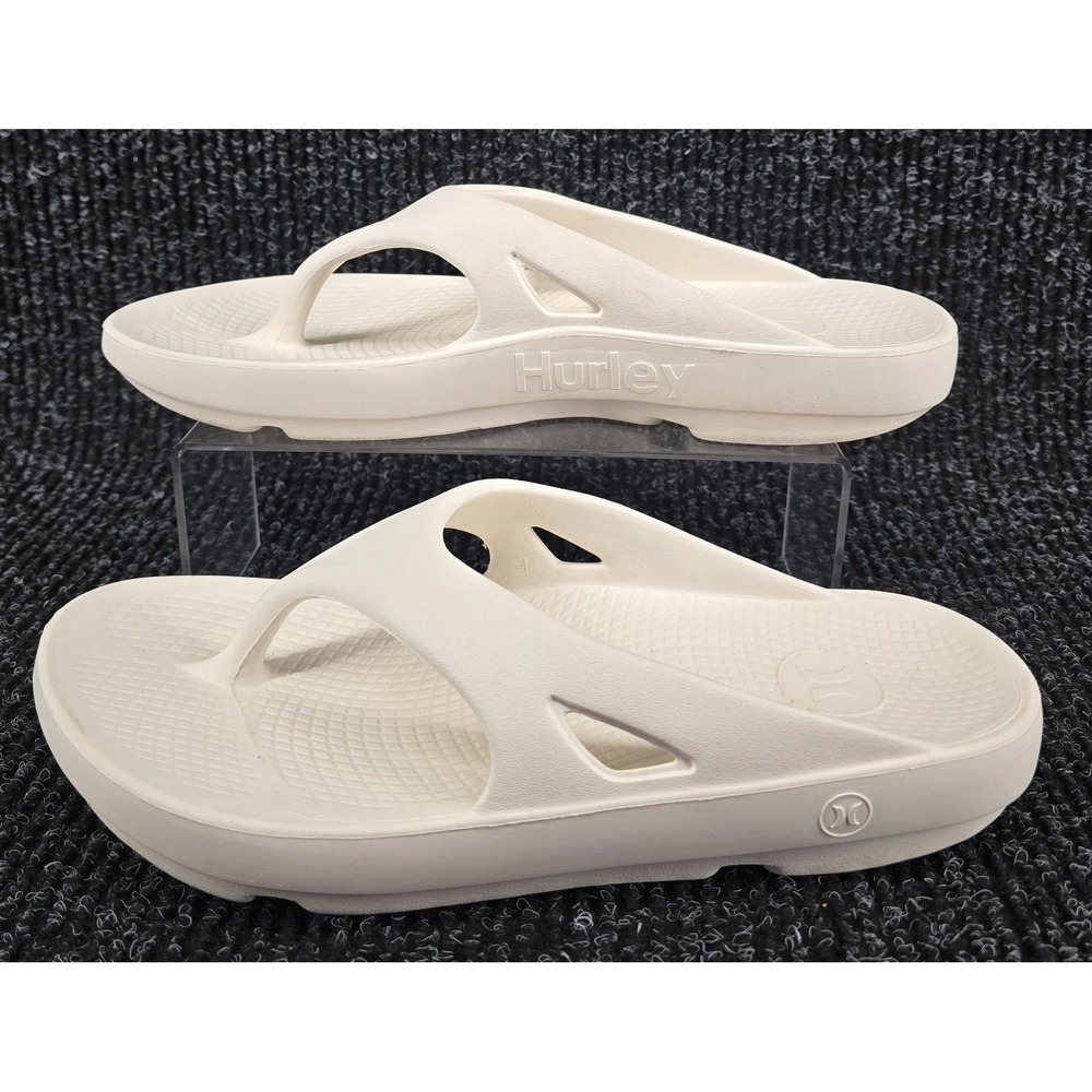 Hurley Injection Flip-Flop Men's 10 Cream Cushy Thong Sandal Beach Coastal